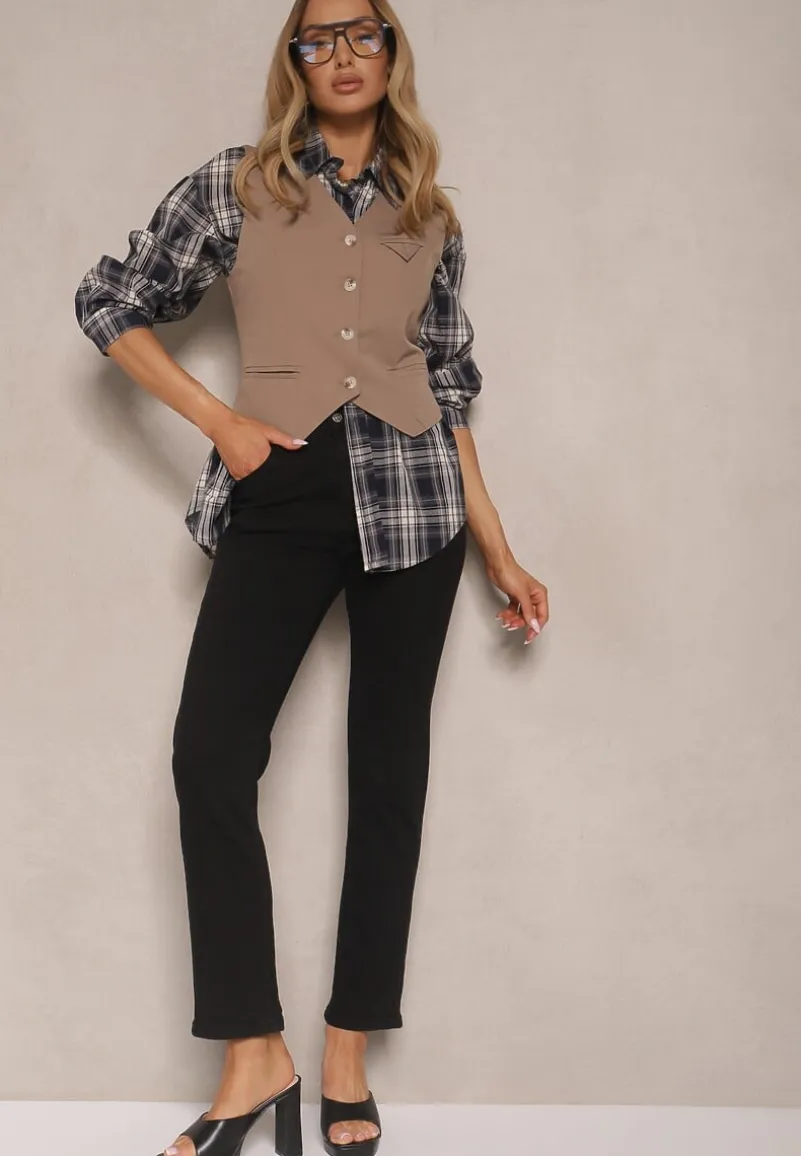 Czarne Skinny Jeansy z Bawełną High Waist Lorie