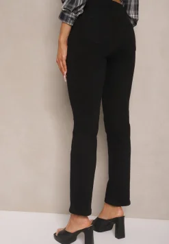 Czarne Skinny Jeansy z Bawełną High Waist Lorie