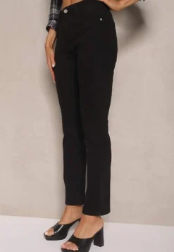 Czarne Skinny Jeansy z Bawełną High Waist Lorie