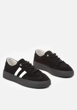 Czarne Sneakersy Klasyczne Tenisówki ze Skóry Naturalnej Alotia