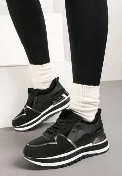 Czarne Sneakersy na Zimę z Futerkowym Ociepleniem Vertiste