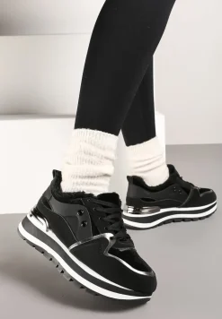Czarne Sneakersy na Zimę z Futerkowym Ociepleniem Vertiste
