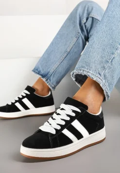 Czarne Sneakersy Ozdobione Paskami Dolirenna