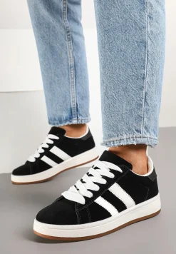 Czarne Sneakersy Ozdobione Paskami Dolirenna