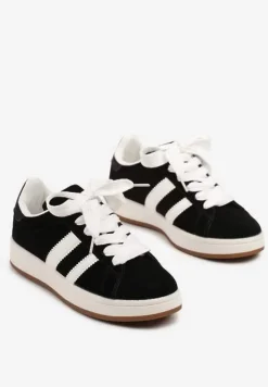 Czarne Sneakersy Ozdobione Paskami Dolirenna