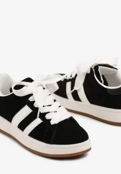 Czarne Sneakersy Ozdobione Paskami Dolirenna