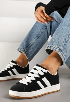 Czarne Sneakersy Ozdobione Motywem Pasków Flortewi