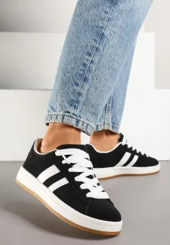 Czarne Sneakersy Ozdobione Motywem Pasków Flortewi