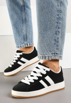 Czarne Sneakersy Ozdobione Motywem Pasków Flortewi