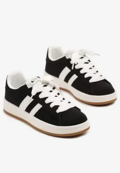 Czarne Sneakersy Ozdobione Motywem Pasków Flortewi