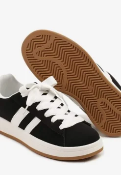 Czarne Sneakersy Ozdobione Motywem Pasków Flortewi