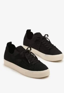 Czarne Sneakersy Ozdobione Siateczką Varlio