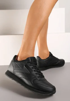 Czarne Sneakersy przed Kostkę ze Sznurówkami Effilis