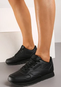 Czarne Sneakersy przed Kostkę ze Sznurówkami Effilis