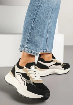 Czarne Sneakersy Streetwearowe na Piankowej Podeszwie Aillifia