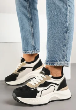 Czarne Sneakersy Streetwearowe na Piankowej Podeszwie Aillifia