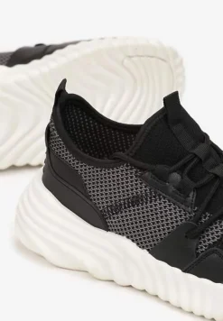 Czarne Sneakersy Sznurowane na Grubej Podeszwie Stephenie