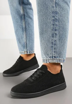 Czarne Sneakersy z Ażurowymi Wycięciami Telanoria