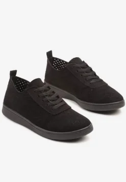 Czarne Sneakersy z Ażurowymi Wycięciami Telanoria