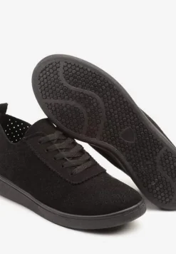 Czarne Sneakersy z Ażurowymi Wycięciami Telanoria