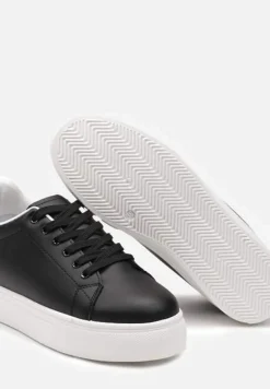 Czarne Sneakersy z Cholewką przed Kostkę na Platformie Longana