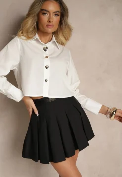 Czarne Spódnico-Spodenki High Waist z Plisowaniem Wykończone Paskiem Eviennes