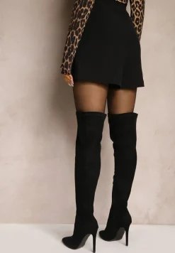 Czarne Spódnico-Szorty High Waist Zapinane na Suwak Efinae