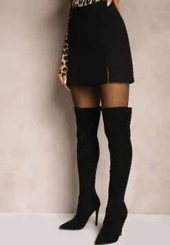 Czarne Spódnico-Szorty High Waist Zapinane na Suwak Efinae