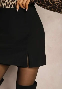 Czarne Spódnico-Szorty High Waist Zapinane na Suwak Efinae