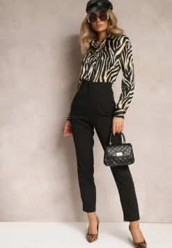 Czarne Spodnie Cygaretki High Waist Molfi