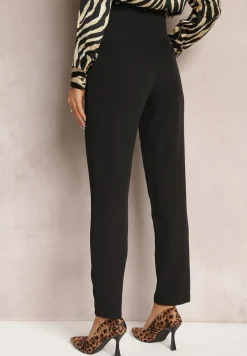 Czarne Spodnie Cygaretki High Waist Molfi