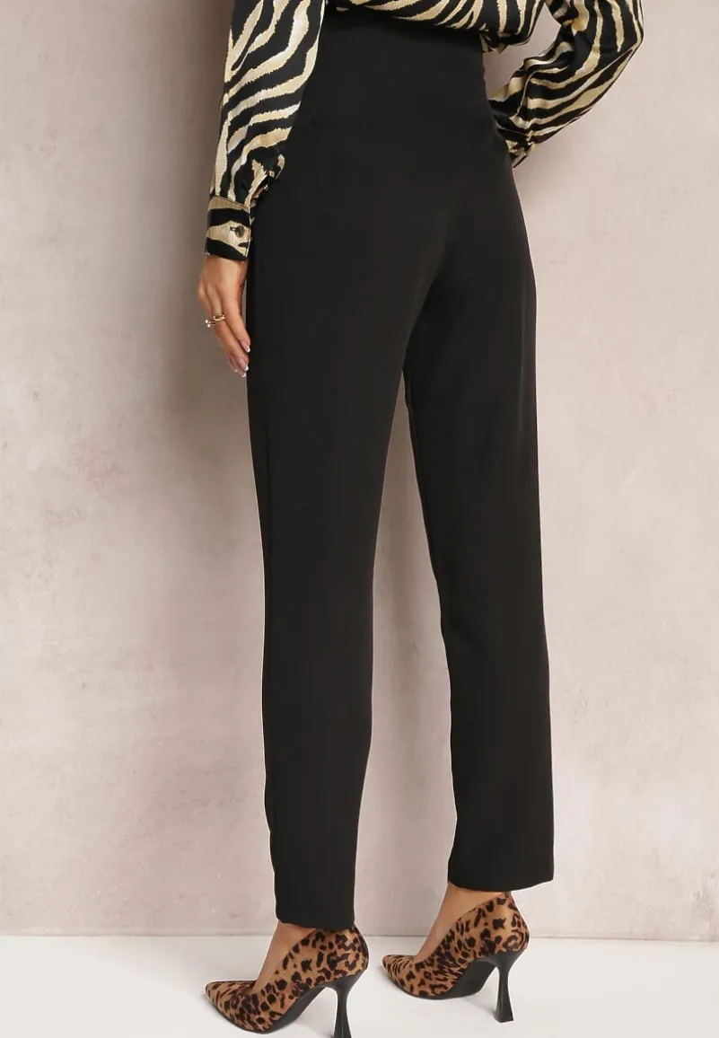 Czarne Spodnie Cygaretki High Waist Molfi