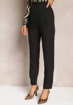 Czarne Spodnie Cygaretki High Waist Molfi