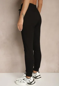 Czarne Spodnie Dresowe z Bawełny o Kroju Jogger High Waist Cherisa