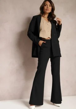 Czarne Spodnie Dzwony High Waist Enyselle