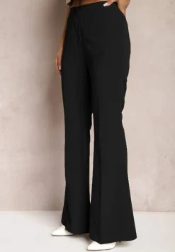Czarne Spodnie Dzwony High Waist Enyselle
