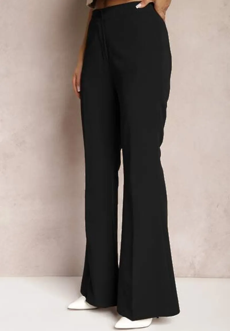Czarne Spodnie Dzwony High Waist Enyselle