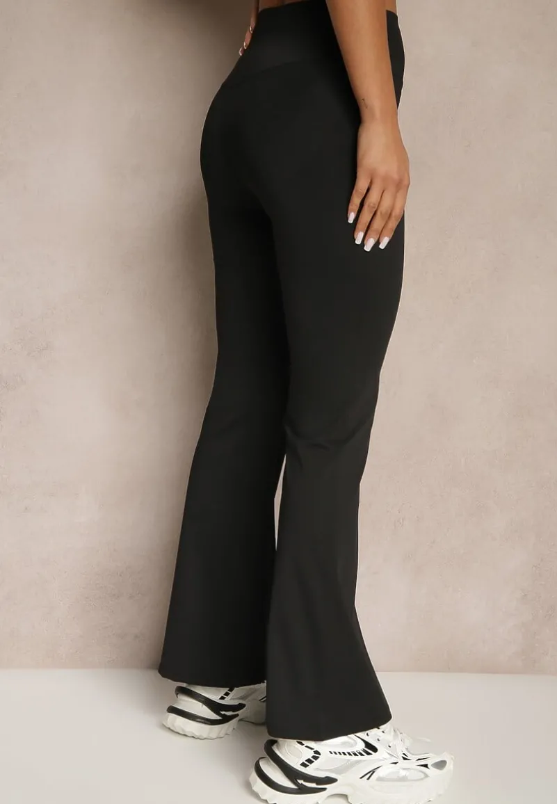 Czarne Spodnie Dzwony Legginsy High Waist Onellin