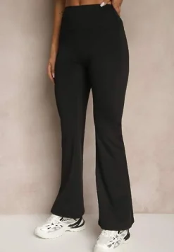 Czarne Spodnie Dzwony Legginsy High Waist Onellin