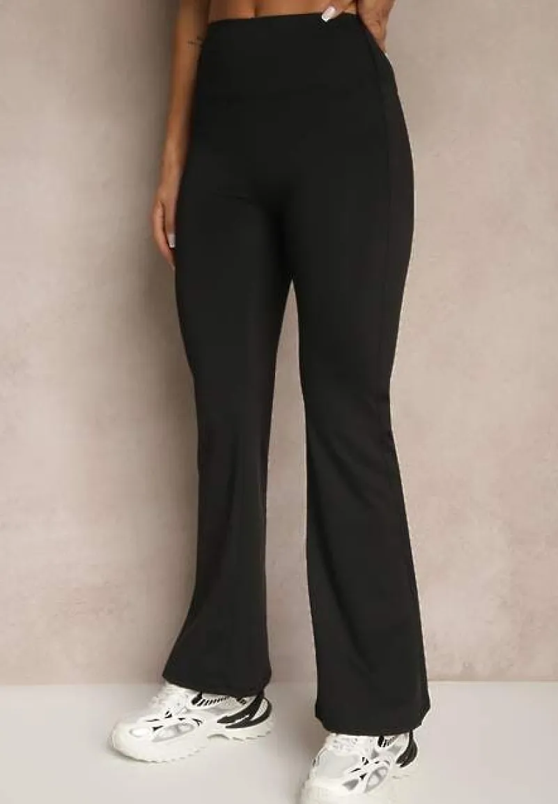 Czarne Spodnie Dzwony Legginsy High Waist Onellin