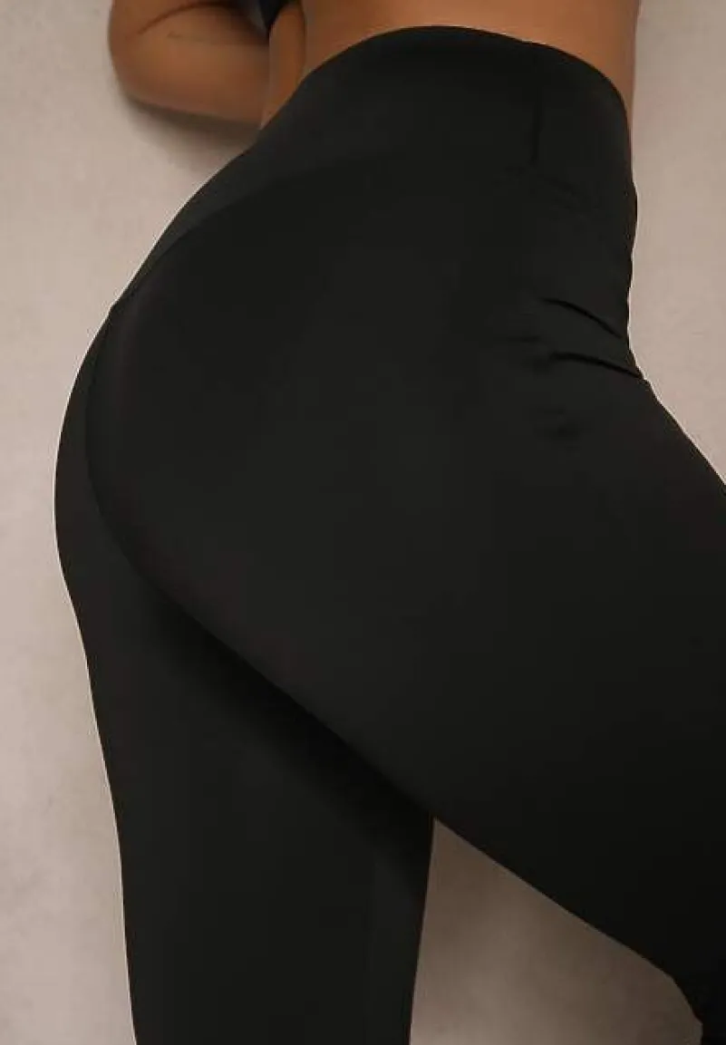 Czarne Spodnie Dzwony Legginsy High Waist Onellin