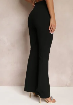 Czarne Spodnie Dzwony z Gumką w Talii Breylina