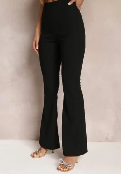Czarne Spodnie Dzwony z Gumką w Talii Breylina
