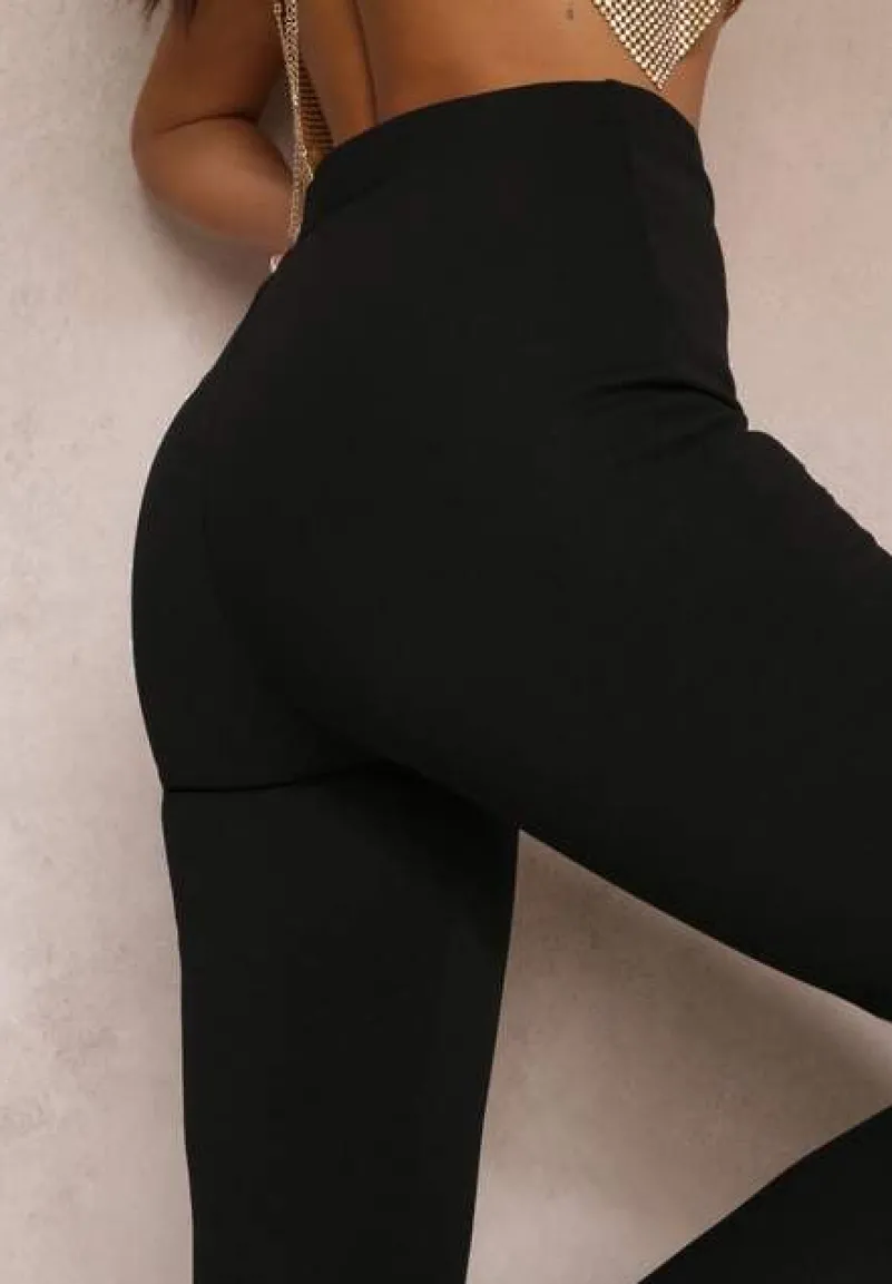 Czarne Spodnie Dzwony z Gumką w Talii Breylina