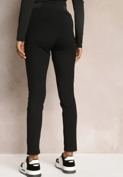 Czarne Spodnie High Waist z Gumką w Pasie Magoda