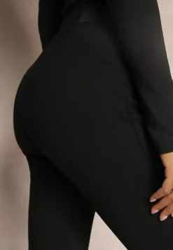 Czarne Spodnie High Waist z Gumką w Pasie Magoda