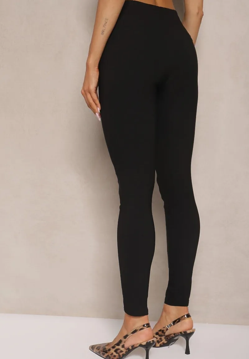 Czarne Spodnie Skinny z Bawełną i Ozdobnymi Guzikami Arrimarela