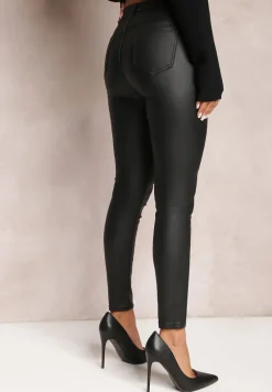 Czarne Spodnie Skinny z Ekoskóry Zejomi