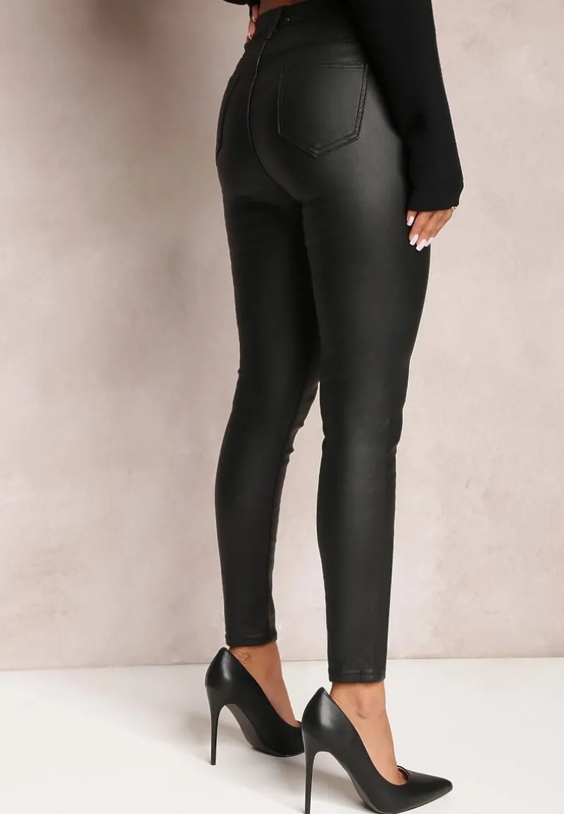 Czarne Spodnie Skinny z Ekoskóry Zejomi