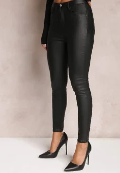 Czarne Spodnie Skinny z Ekoskóry Zejomi